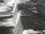 Free Stock Photo: Snow and ice by a small waterfall in a stream