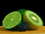 Free Stock Photo: Close up of a kiwi, lime and other fruits