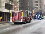 Free Stock Photo: A firetruck with an American flag in the 2009 Atlanta Saint Patricks Day Parade