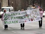 Free Stock Photo: Girls holding a parade banner at the 2009 Atlanta Saint Patricks Day Parade