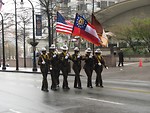 Free Stock Photo: Police officers marching with flags in the 2009 Atlanta Saint Patricks Day Parade