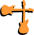 Free Stock Photo: Illustration of an upper right frame corner of orange guitars