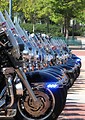 Free Stock Photo: Police motorcycles lined up.