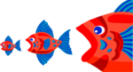 Free Stock Photo: Illustration of three red fish eating each other