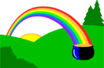 Free Stock Photo: Illustration of a pot of gold at the end of a rainbow