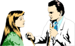 Free Stock Photo: Illustration of a doctor and a young female patient