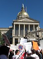 Free Stock Photo: Protest flags and signs in front of the State Capitol building at the 2009 tax day tea party in Atlanta, Georgia