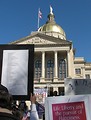 Free Stock Photo: Protesters with signs in front of the State Capitol building at the 2009 tax day tea party in Atlanta, Georgia