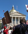 Free Stock Photo: Protesters with signs in front of the State Capitol building at the 2009 tax day tea party in Atlanta, Georgia