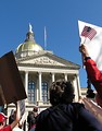 Free Stock Photo: Protesters with signs in front of the State Capitol building at the 2009 tax day tea party in Atlanta, Georgia
