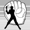Free Stock Photo: Illustration of baseball equipment and a batter silhouette