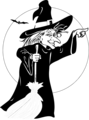 Free Stock Photo: Illustration of a witch and a bat in front of the moon