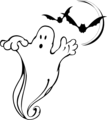 Free Stock Photo: Illustration of a ghost and bats in front of the moon