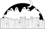 Free Stock Photo: Illustration of ghosts sitting on a fence.