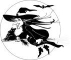 Free Stock Photo: Illustration of a witch flying on her broomstick