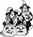 Free Stock Photo: Illustration of witches and jack-o-lanterns