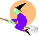 Free Stock Photo: Illustration of a witch flying on a broomstick