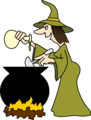 Free Stock Photo: Illustration of a witch cooking with a cauldron