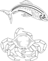 Free Stock Photo: Illustration of a fish and a crab