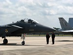 Free Stock Photo: Front end of an F-18 fighter jets sitting on a runway