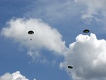 Free Stock Photo: Soldiers parachuting in the sky