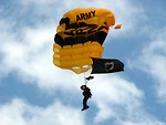Free Stock Photo: A member of the US Army Golden Knights parachuting at the 2009 Robins AFB Air Show.