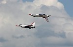 Free Stock Photo: F-16 Air Force Thunderbird jets flying in formation at the 2009 Robins AFB Air Show.