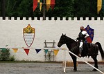 Free Stock Photo: A knight on a horse in the jousting arena at the 2009 Georgia Renassance Festival