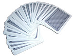 Free Stock Photo: A deck of cards spread out on a white background.