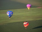 Free Stock Photo: Hot air balloons flying over a field