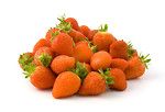 Free Stock Photo: A pile of strawberries isolated with a white background