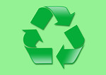 Free Stock Photo: A green recycle symbol on a green background