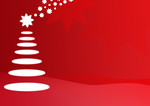 Free Stock Photo: Christmas illustration of a Christmas tree with a red background and stars