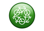 Free Stock Photo: A green recycle symbol of white bikes on a white background