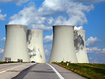 Free Stock Photo: Cooling towers with a blue sky
