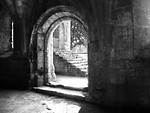 Free Stock Photo: Black and white old stone steps and an arch