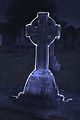 Free Stock Photo: A grave stone with a white outline