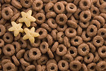 Free Stock Photo: Close-up of chocolate ring breakfast cereal with star shapes