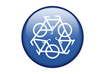 Free Stock Photo: A blue recycling symbol of bicycles on a white background