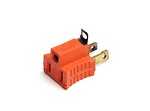 Free Stock Photo: An orange 3-prong grounding adapter isolated on a white background