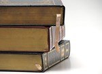 Free Stock Photo: Close-up of antique books on a white background