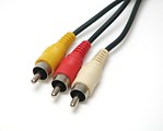 Free Stock Photo: Close-up of red, yellow and white audio visual cable plugs