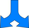Free Stock Photo: Illustration of a blue split down arrow