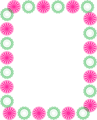 Free Stock Photo: Illustration of a blank frame border with pink and green shapes