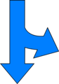 Free Stock Photo: Illustration of a split down and right blue arrow