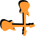 Free Stock Photo: Illustration of a lower right frame corner of orange guitars