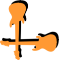 Free Stock Photo: Illustration of a lower left frame corner with orange guitars