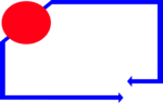 Free Stock Photo: Illustration of a blank frame border with blue arrows and a red circle