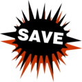 Free Stock Photo: Illustration of save text with a black and red burst