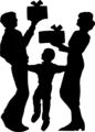 Free Stock Photo: Illustration of a silhouette of a family with presents